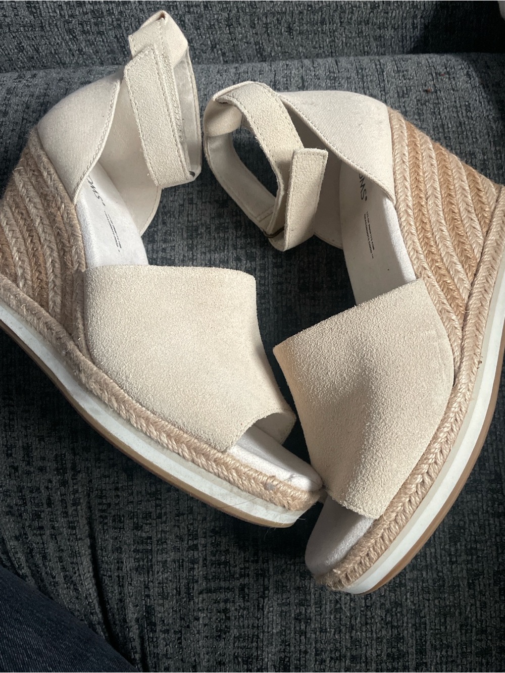 Toms Cream Espadrille Wedge Sandals